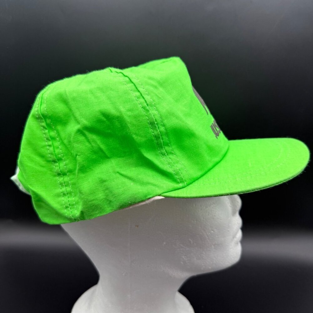 Vintage Vipco Just Do It Hat Cap Snapback Flat Bill Lime Green Made in USA - Picture 4 of 13